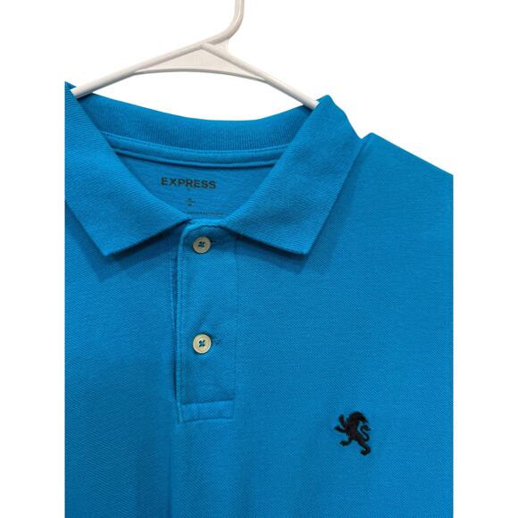 Express Men Turquoise Short Sleeve Polo Tee Size Medium - Picture 2 of 4